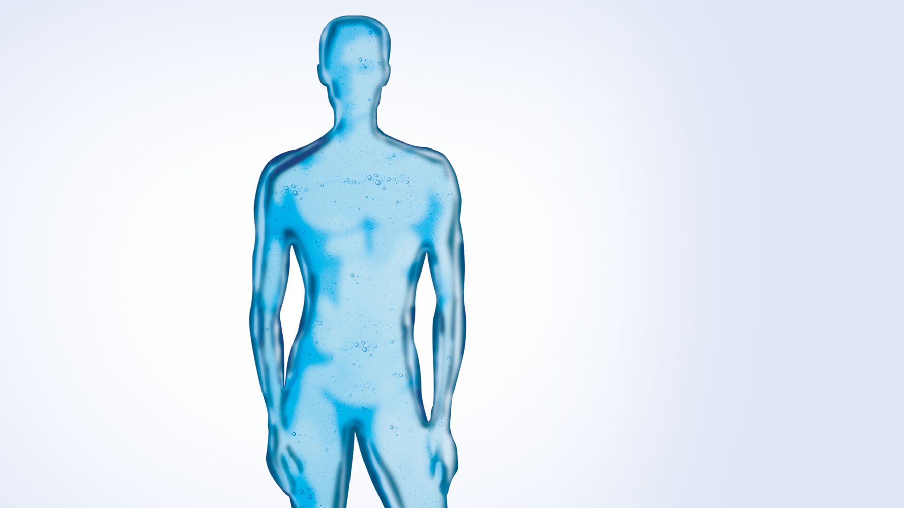 Transparan mavi bir adamın silüeti